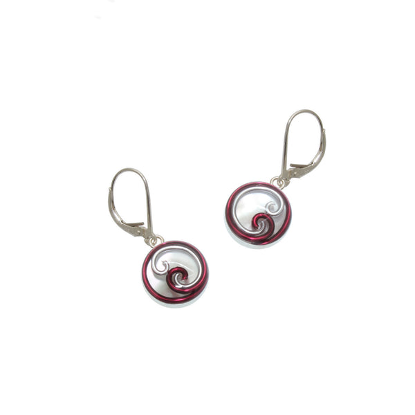 12mm Burgundy Mother of Pearl Earrings