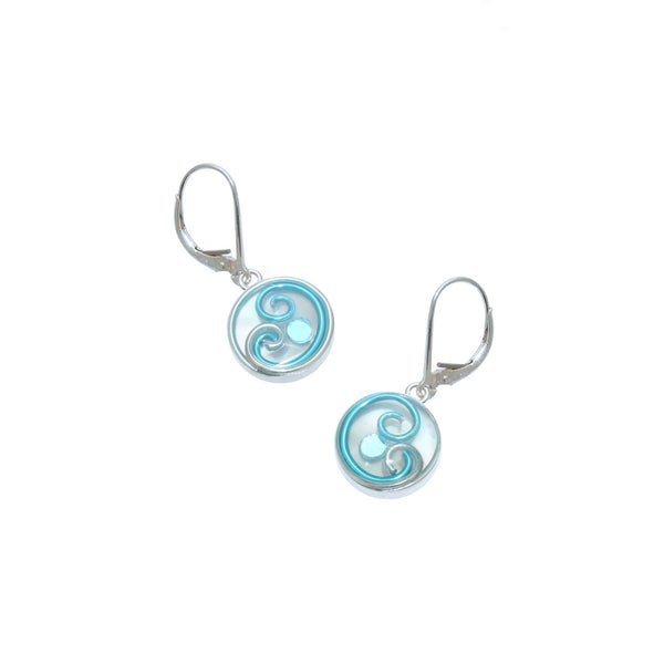 12mm Silver & Sky Mother of Pearl Earrings