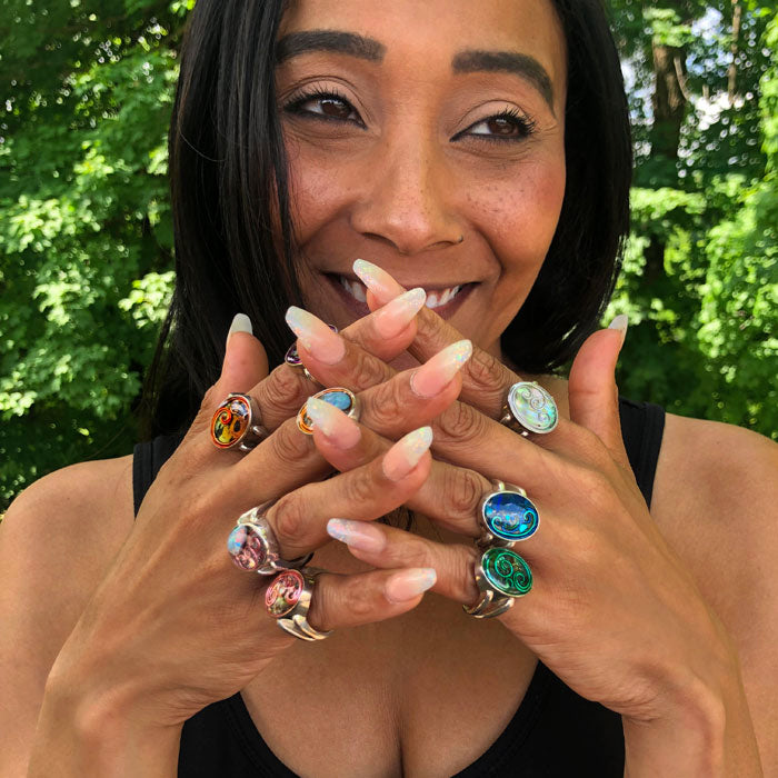 NVAJO ナバホ族　silver925×opal×coral リング Cosmic Outer Space Inlay Native American Navajo Opal Coral