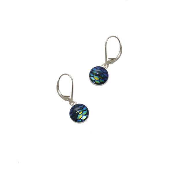 8mm Navy Mermaid Earrings