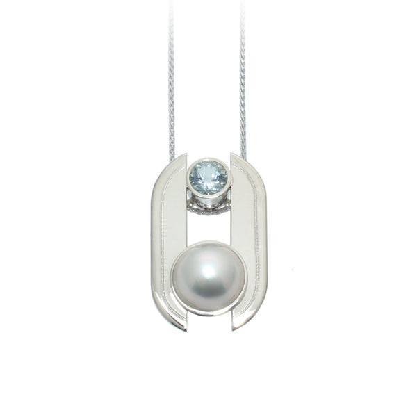 Mabé Pearl & Aquamarine Pendant