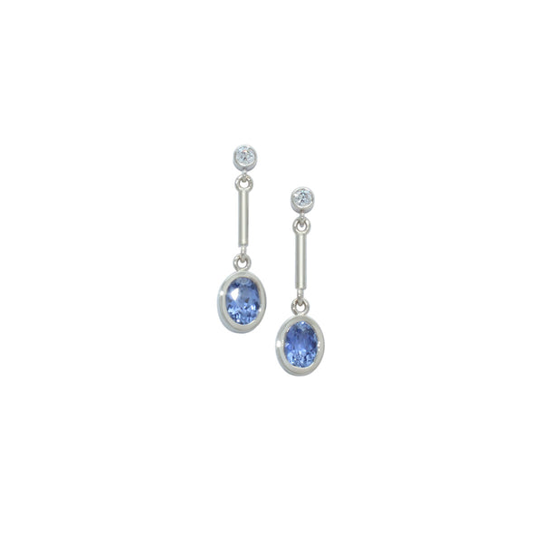 Blue Sapphire & Diamond Earrings