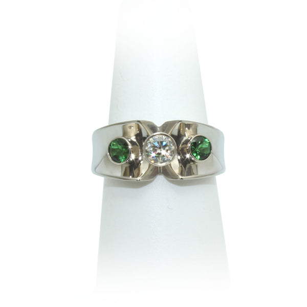Size 7.5 - Diamond & Chrome Tourmaline Ring