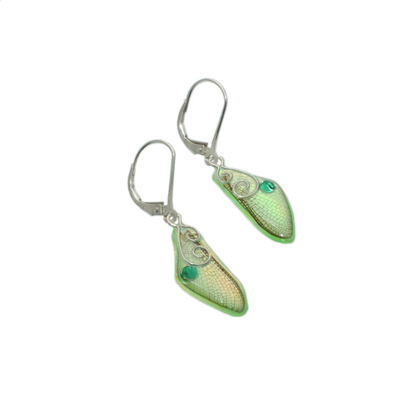 Green Fairy Wing Earrings