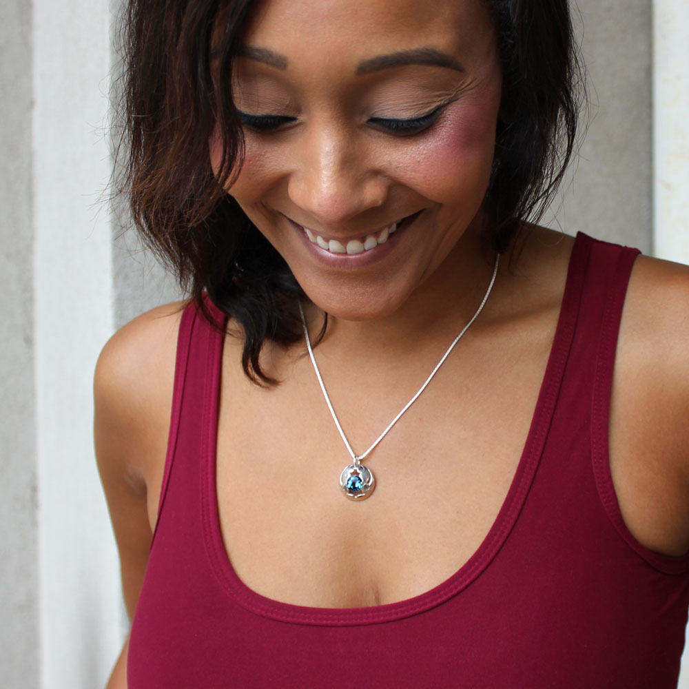 London Blue Topaz Lace Pendant AVA Goldworks