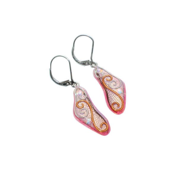 Pink Fairy Wing Earrings