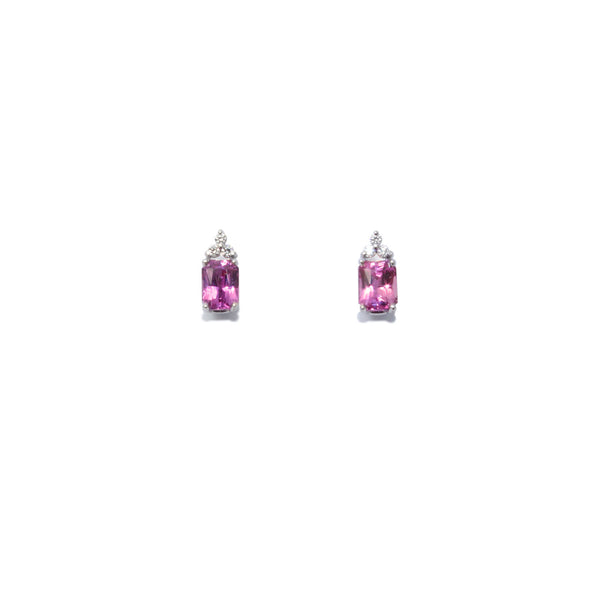 Pink Sapphire & Diamond Studs