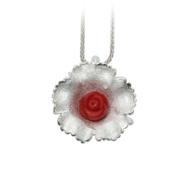 Red Coral Wildflower Pendant