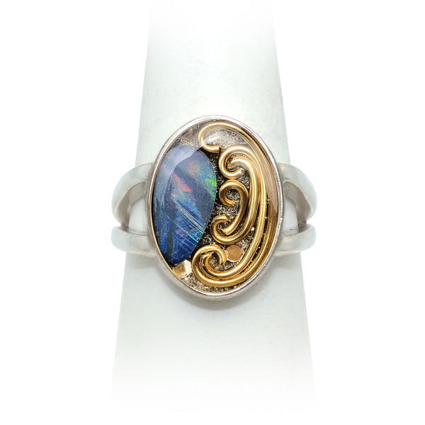 Size 10 - Brass Opal Ring