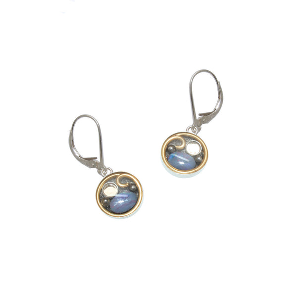 10mm Brass Opal Earrings