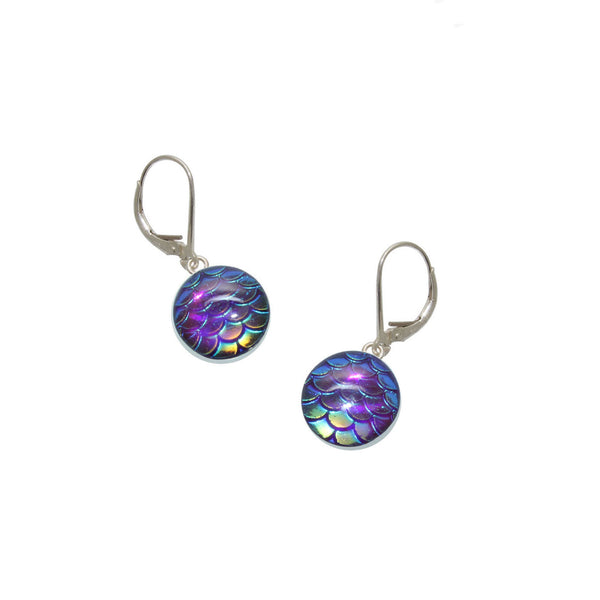 12mm Purple Mermaid Earrings