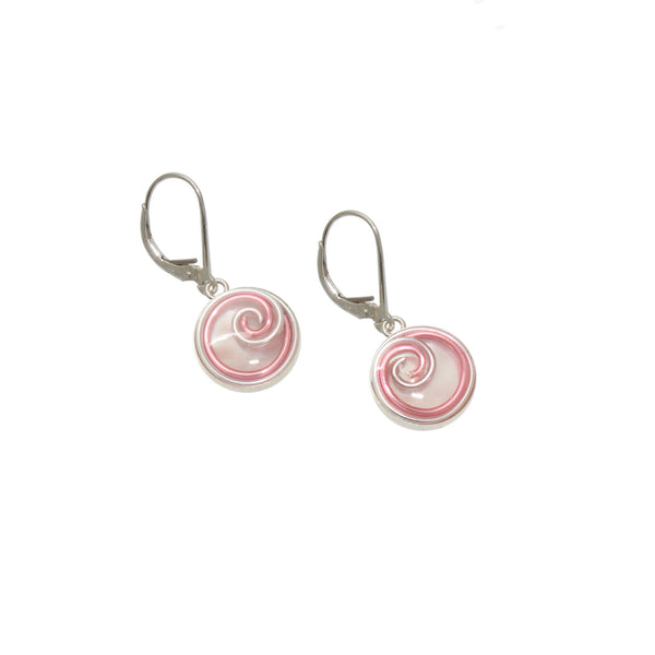 12mm Silver & Pink Mother of Pearl Earrings