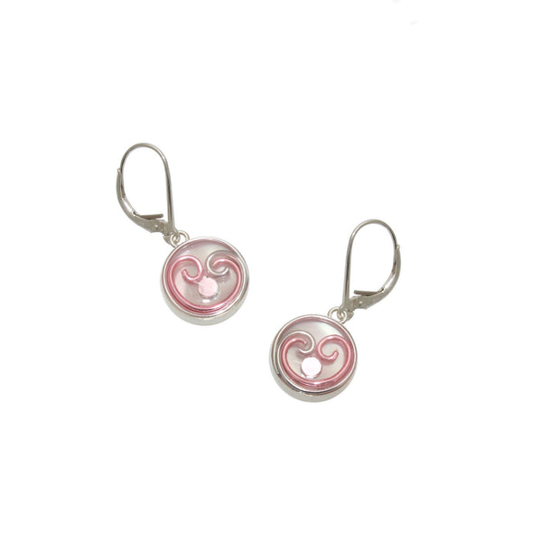 12mm Silver & Pink Mother of Pearl Earrings
