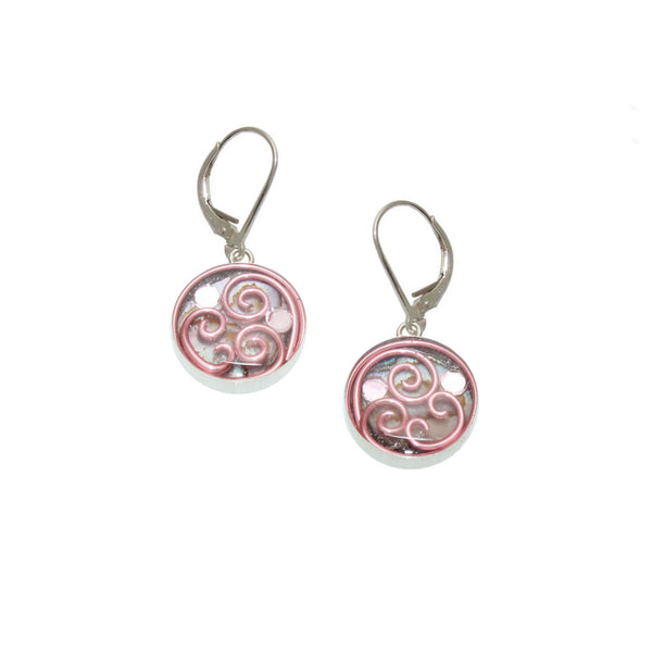 15mm Pink Abalone Earrings