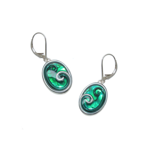 18x13mm Green Abalone Earrings