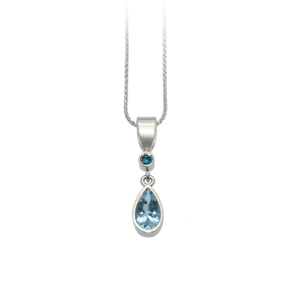 Aquamarine & Blue Diamond Pendant