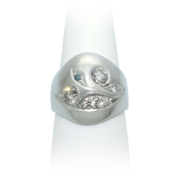 Size 7.75 - White & Blue Diamond Ring