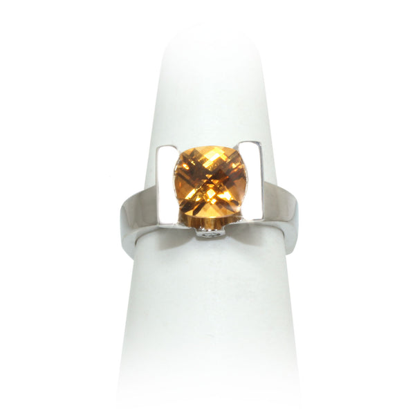 Size 6.75 - Citrine & Diamond Ring