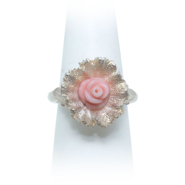 Size 9 - Pink Coral Wildflower Ring
