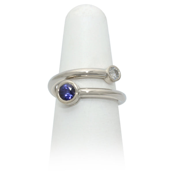 Size 7 - Purple Sapphire & Diamond Ring