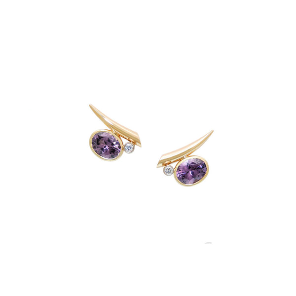 Purple Spinel & Diamond Earrings