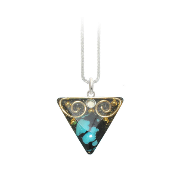 Turquoise & Brass Triangle Pendant
