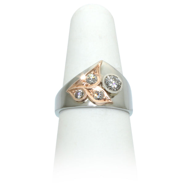 Size 7.75 - White & Rose Gold Diamond Ring