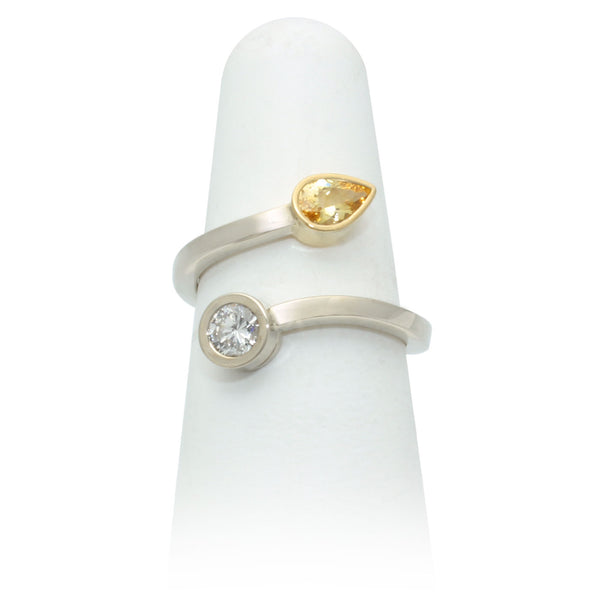 Size 6.5 - Pear Yellow Sapphire & Diamond Ring