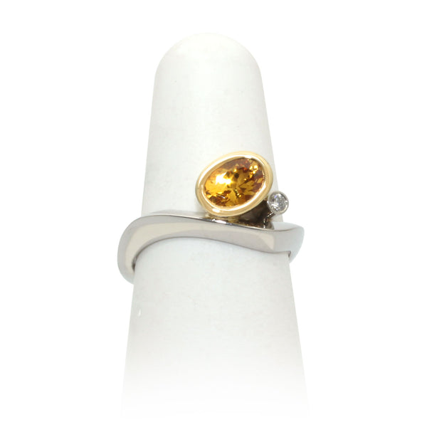 Size 6.75 - Yellow Sapphire & Diamond Ring