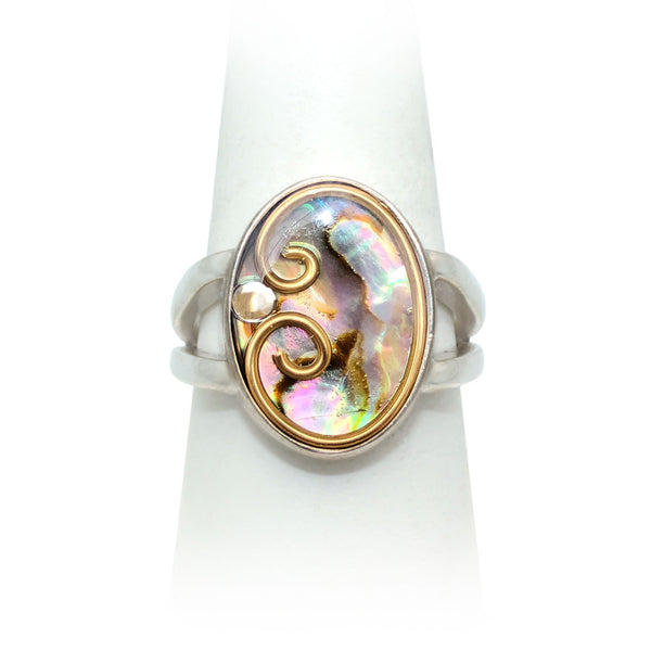 Size 10 - Brass Abalone Ring