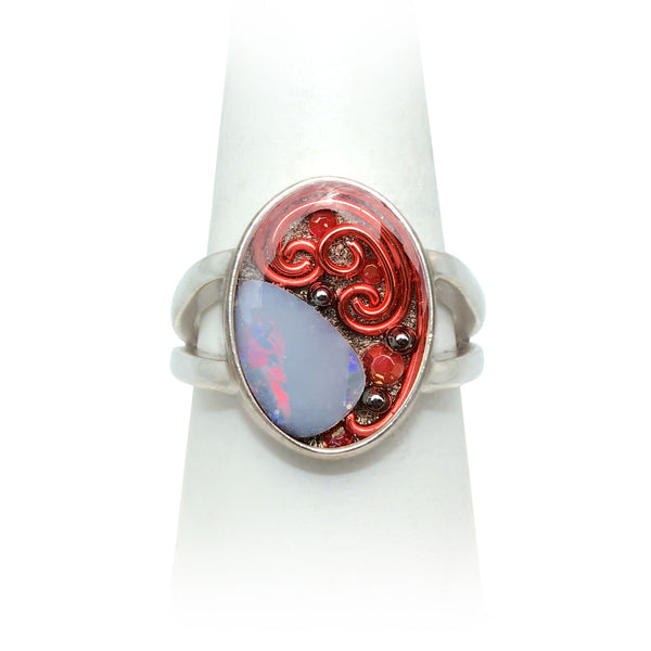 Size 10 - Coral Opal Ring
