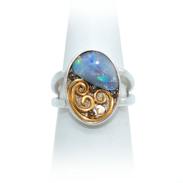 Size 8 - Brass Opal Ring