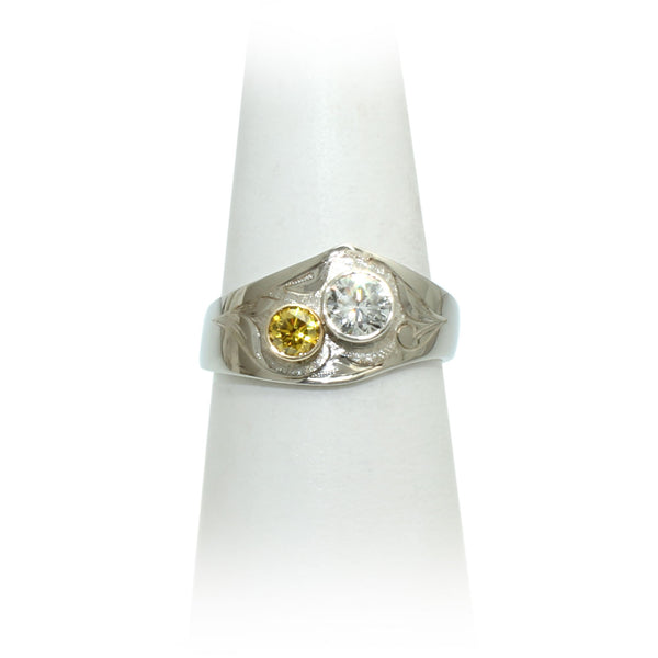 Size 8.25 - White & Yellow Diamond Ring